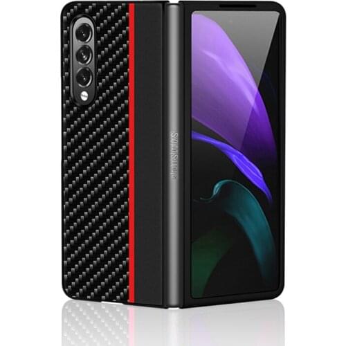 Slim Business Carbon Fiber Phone Case for Samsung Galaxy Z Fold3 Fold 2 3 Fold2 Drop Protection Cover Coque