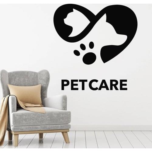 Pet Care Wall Decal Love Animals Friendship Dog Cat Door Window Vinyl Stickers Veterinary Clinic Pets Shop Interior Decor E578
