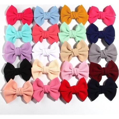 10PCS Colorful Seersucker Waffle Hair Accessories Solid Bow Knot Boutique Hairpins For Kids Girls Fashion Head Wear with Clips