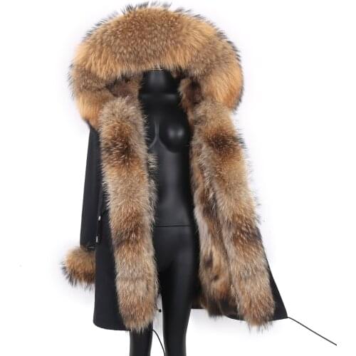 Detachable Brand 2021 Long Waterproof Parka Winter Jacket Women Real Fur Coat Natural Raccoon Fox Fur Outerwear Streetwear