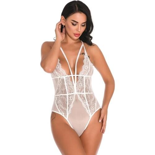 Porn Sexy Lingerie Women Hot Erotic See Through Mesh Lace Bodysuit Teddy Lenceria Mujer Sexi Ladies Sheer Underwear Sleepwear