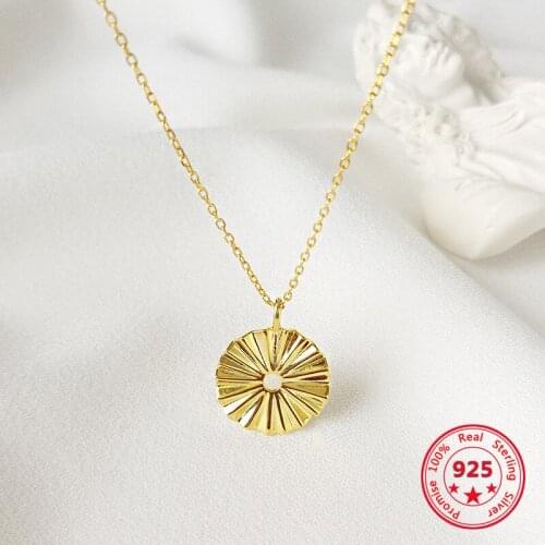 Korea New Style 925 Sterling Silver Necklace for Women Simple Fashion Chic Gold Pendant Necklace Jewelry