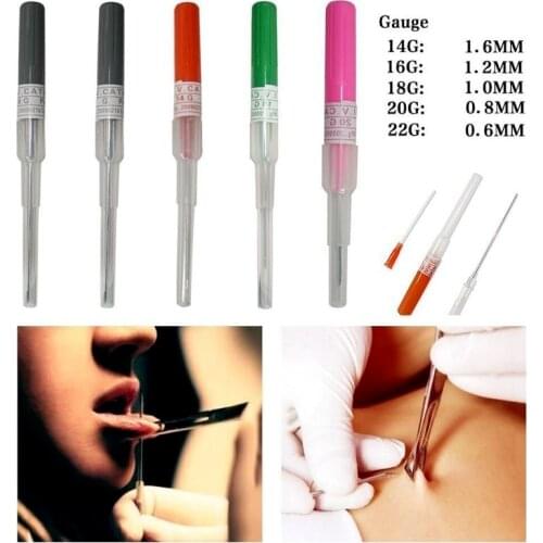 1PC 14G 16G 18G 20G Body Nose Lip Jewelry Surgical Tattoo Needles Catheter Piercing Needles Supply Sterilized Tattoo Supplies