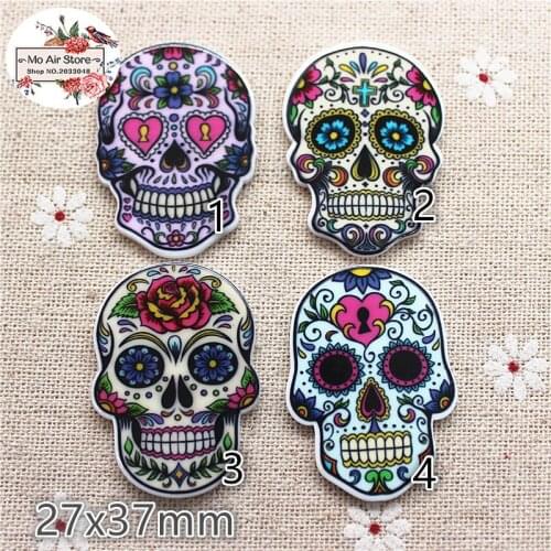 10pcs Resin planar cute mix sugar skull flat back Art Decoration Charm Craft DIY hair bow center accessories