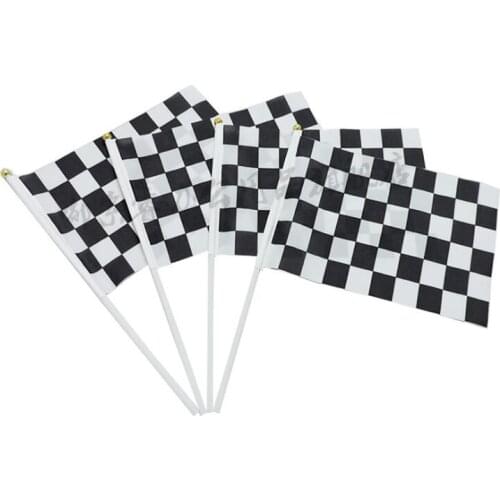 100Pcs 14*21Cm A plastic Stick F1 racing hand flag checkered flag Cheerleading Competition Products