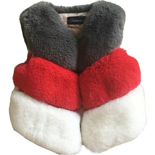 2019 baby girl fur vest baby girl winter clothes / 3 colors mixed fur vest
