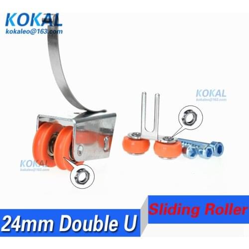 [24SPA]Low noise double U groove upper roller and bottom roller wheel for aluminum alloy glass door wheel pulley 39mm 24SPA
