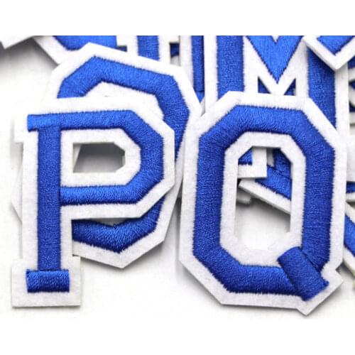 26 A-Z Blue English Letter Patch 3D Embroidered Stickers Patch Up For Clothing Iron On Name Letters Patch For T-Shirt or Coat