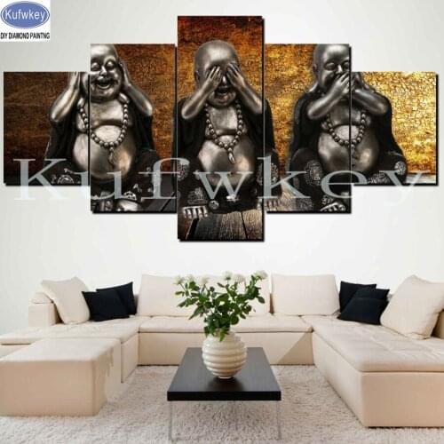 Diamond Embroidery sale happy buddha 5pcs Full Diamond Painting Cross Stitch Diamond Mosaic diamond pattern home decor sticker
