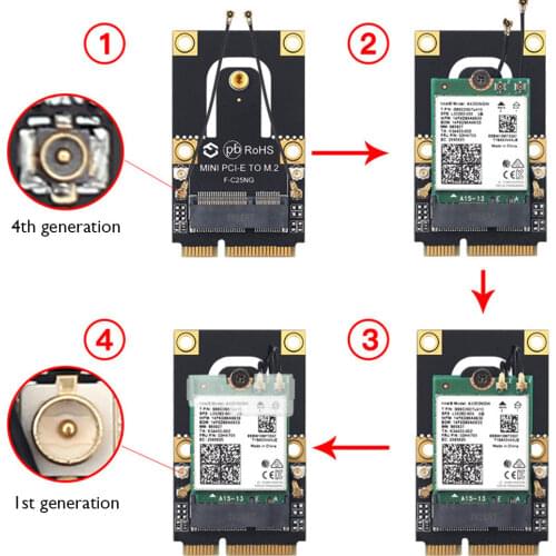 Wireless Convert Card for M.2 Key To Mini PCI-E Computer Connectors Accessories for Intel AX200 AX210 9260NGW 8260NGW 8265NGW