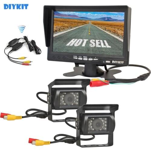 DIYKIT Wireless 7" TFT LCD Car Monitor Display Reverse Rear View Monitor Screen + IR Night Vision HD CCD Rear View Car Camera