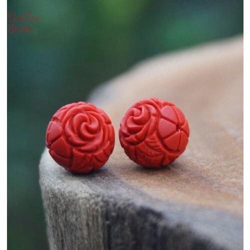 50pcs 8mm/10mm/12mm High Quality Cinnabar Beads Flower Red Bead Mala Beads Japa Mala Bracelet Jewellry Findings DIY Accessories