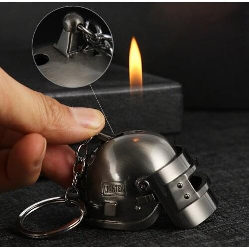 Butane Open Flame Lighter Personality Creative Three-Level Helmet Metal Cigarette Lighter Cigarette Accessories MenS Small Gift