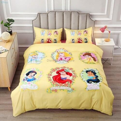 Disney Princess Snow White Cinderella Aurora Kids Girls Bedding Set Duvet Cover Bed Sheet Pillowcase Single Twin Full Queen Size