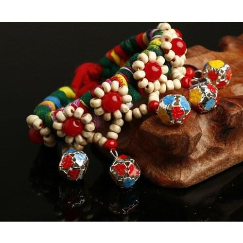 Ethnic beaded bracelet handmade jewelry cloth bells bracelets fabric jewelry