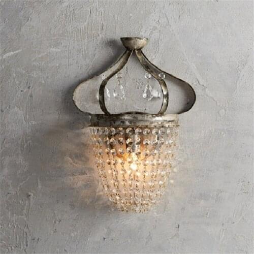 Italian Retro Crystal Led Wall Lights living room Crown Wall Lamp corridor balcony soft Art Wall Sconces