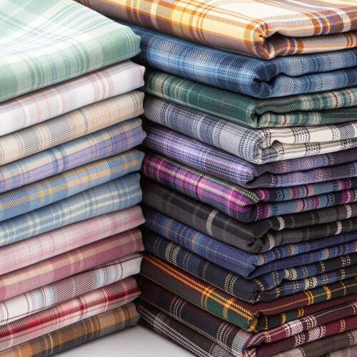 Plaid Fabric for Jk Uniform Pleated Skirt Dress Clothes Sewing Diy Fabrics Grid Textile By The Half Meter Polyester Cotton Blue