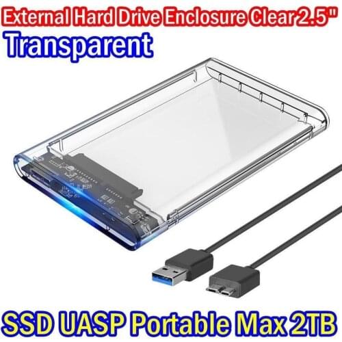 USB 3.0 Transparent 2.5 Inch SATA3 5gbps Hard Drive Enclosure Caddy Case For External HDD/SSD 128*79*13mm Hard Drive Case