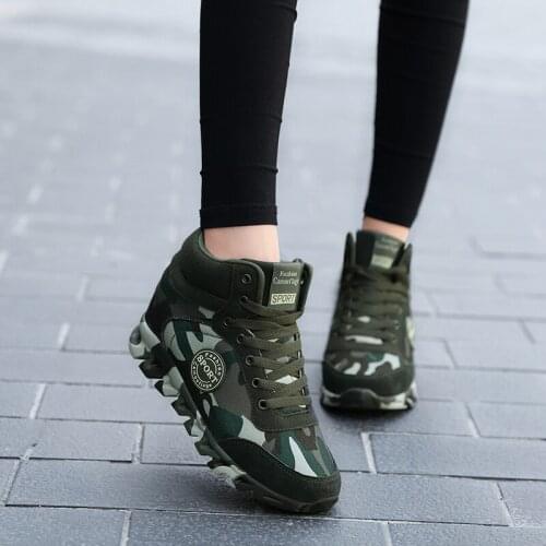Fashion Women Camouflage Sneakers Hide Heel Canvas Casual Shoes Woman Platform Sneaker Women Wedge Shoes Plus Size 35-42