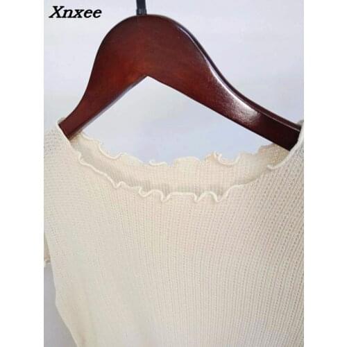 Summer casual O neck tops breathable knitted women T shirts short sleeve tops tees knitted female bottoming shirt Xnxee