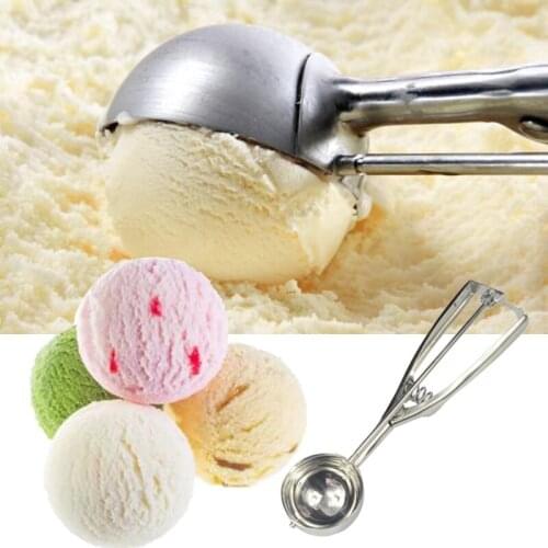 Ice Cream Scoop Stainless Steel with Trigger Cookie Spoon Tools Digging Fruit Spoon Watermelon Jelly Yogurt Decorating Tool