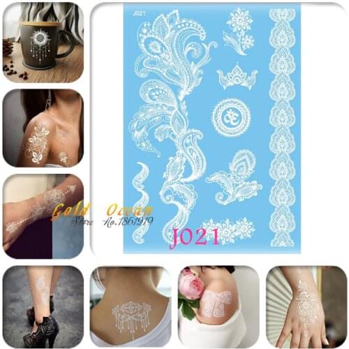 Best Large Henna Temporary Tattoo Paster Women Wedding GJ021 Lace Pattern Summer Styke Brides Crown Indian Totem Flower Bracelet
