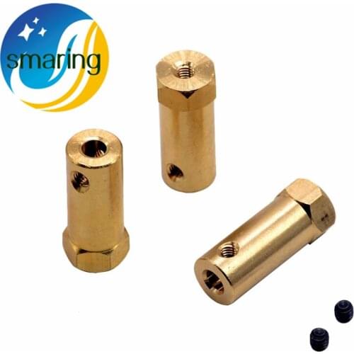 Official smarian Copper Longer Hex Brass Coupling Motor Shaft Connector Length 30mm Diy Tracked Crawler Caterpillar Track RC To