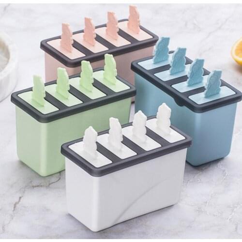 Molde de silicona para helados, 4 cavidades, tapa antiderrame, congelador casero, para hacer polos de zumo de fruta