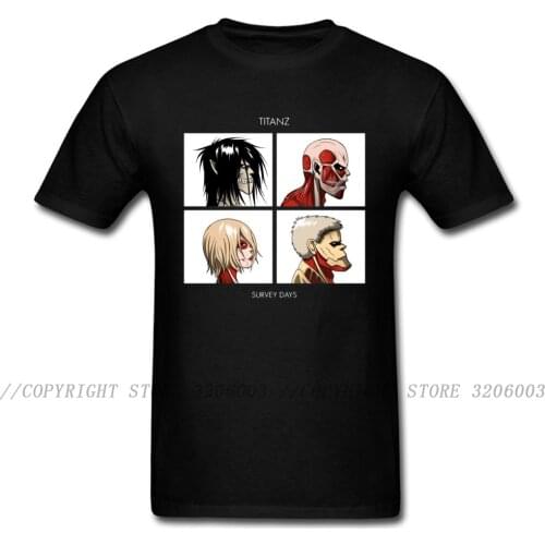 T Shirt Men Attack On Titan Tshirt Titan Survey Day T-shirt Funny Mens Anime Tees Cotton Black Harajuku Streetwear Slim Fit