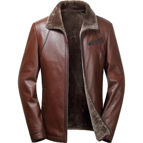 Genuine Sheepskin Leather Jacket Natural Mink Fur Liner Men Real Leather Shearling Fur Jacket/Coat Men Parka A106