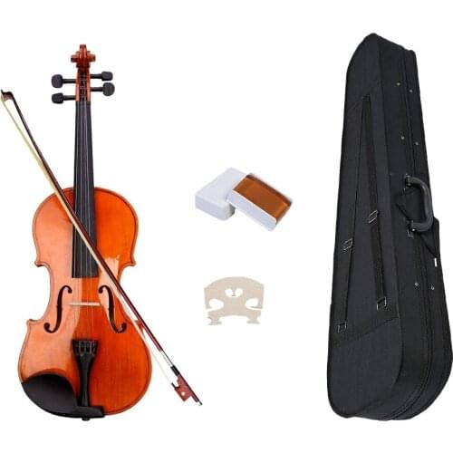 Natural Acoustic Violin with Case Bow Rosin Stringed Instrument for Beginner
