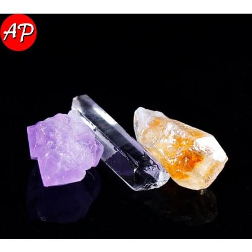 1 Set Natural Quartz White Crystal Column Citrine Amethyst Tooth Wand Specimen Healing Reiki Stone For DIY Gifts