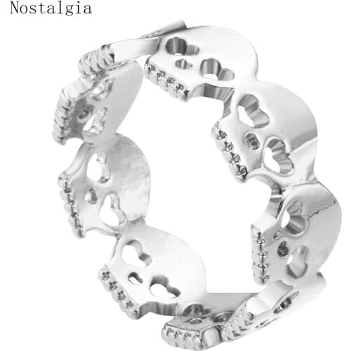 Nostalgia Skull Ring Gothic Goth Skeleton Skulls Infinity Connected Wicca Mens Fashion 2020