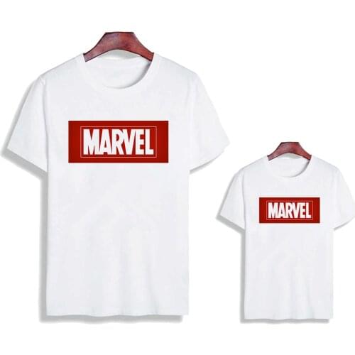 New Cute Famliy Look Marvel Children T Shirt Fashion Harajuku Baby Girl Boy White Adult Unisex Tshirt Tops Clothing