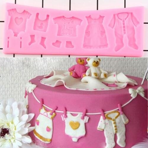 Baby Clothes Shoes Shower Cake Border Lace Silicone Mold DIY Chocolate Sugarcraft Cake Decorating Tools Candy Resin Clay Mould