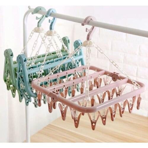 Percheros Para Ropa Plastic Foldable Clip Space Saving Indoor Socks Drying Rack Hangers For Clothes Вешалки Для Гардероба