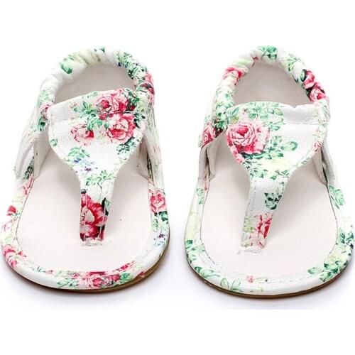 Baby Girl Beach Sandals New Summer Outdoor Shoes Baby Flats PU Leather Baby Shoes Rubber Sole Girl Floral Sandals Fit Sandals
