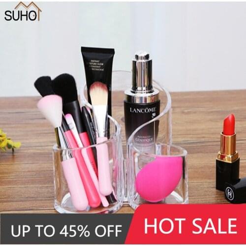 2021 Clear Plastic Cosmetic Storage Box Makeup Brush Lipstick Cosmetic Organizer Make Up Tools Pen Holder Rack Jewelry Display