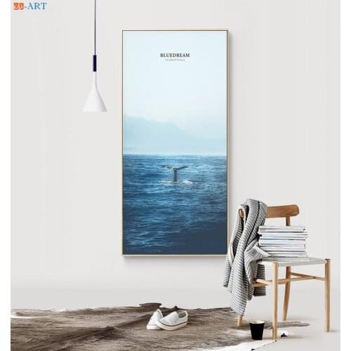 Whale Tree Print Landscape Painting Canvas Art Nature Poster Huge Wall Art Nordic Decoration Pictures Entrance Decor No Frame