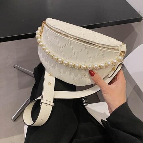 2021 New Luxury Chest Bags Designer Crossbody Pouch For Women Beading Clutches Leather Waist Bag Fashion Girl Hip Fanny Pack