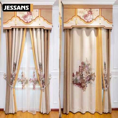 Luxury jacquard villa curtains for living room windows high-quality embroidered Voile Curtain for bedroom hotel apartments