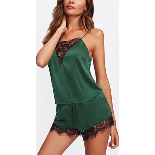 Sanderala Sexy Women Lace Sleepwear S - 2XL Plus Size Lace Comfortable Lingerie Nightgown Sleeveless Nighty Sets Pajama Pants