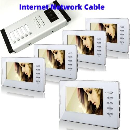 100 Meter Network Cable Video Intercom 7 Inch Monitor Video Door Phone Doorbell Intercom Home Security System For 6 Apartments