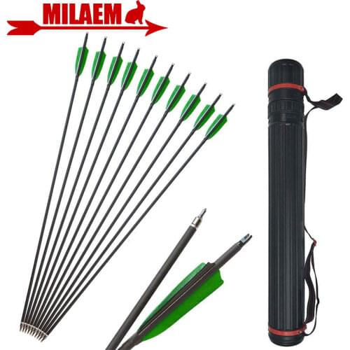 Archery Carbon Arrows With Arrow Quiver Spine 500 OD7.8mm ID6.2mm 100Gr Point 4inch Turkey Feather Hunting Accessories