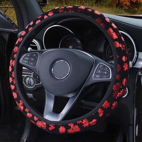 Universal 38cm Car Steering Wheel Cover Snowflake Pattern Elastic Auto Steering-wheel Cover Car Accessories For Women Girls