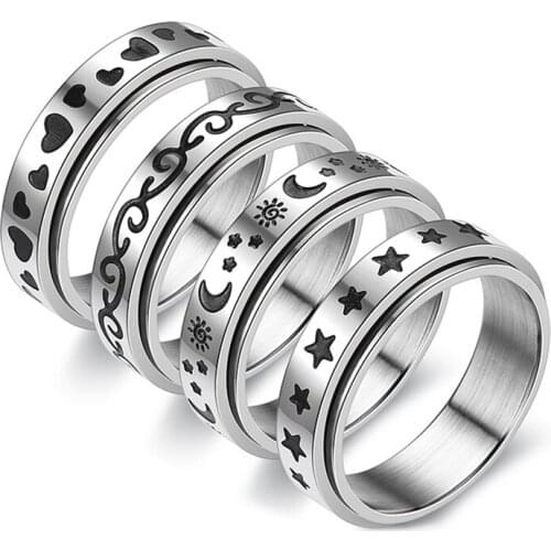 Rotatable Basic Ring For Men Silver Color Stainless Steel Casual Male Anel Stylish Punk Spinner Jewelry