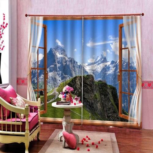 Outside the window 3d Landscape Snow Shower Curtains For Living room bedroom Blackout Drapes