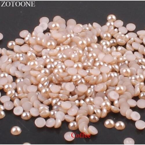 ZOTOONE 1000Pcs 2-5mm Flatback Non Hotfix Coffee Rhinestones Pearl Shoes ABS Resin Half Round Pearls For Caft DIY Phone Nail Art