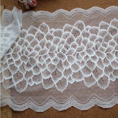 1 Meter Black White Elastic Exquisite Lace Trimming Fabric Lace Ribbon for Bra Underwear Accessories 23cm Width