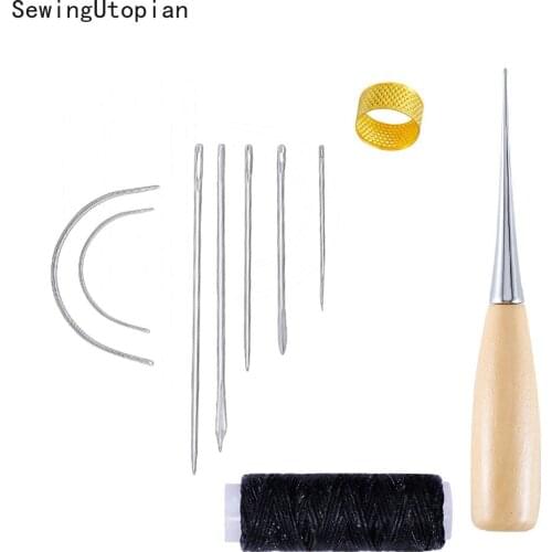 10PCS Leather Stitching Tools Set Sewing Special Needles Awl 150D 12M Waxed Thread for DIY Handmade Craft Supplies Accessories